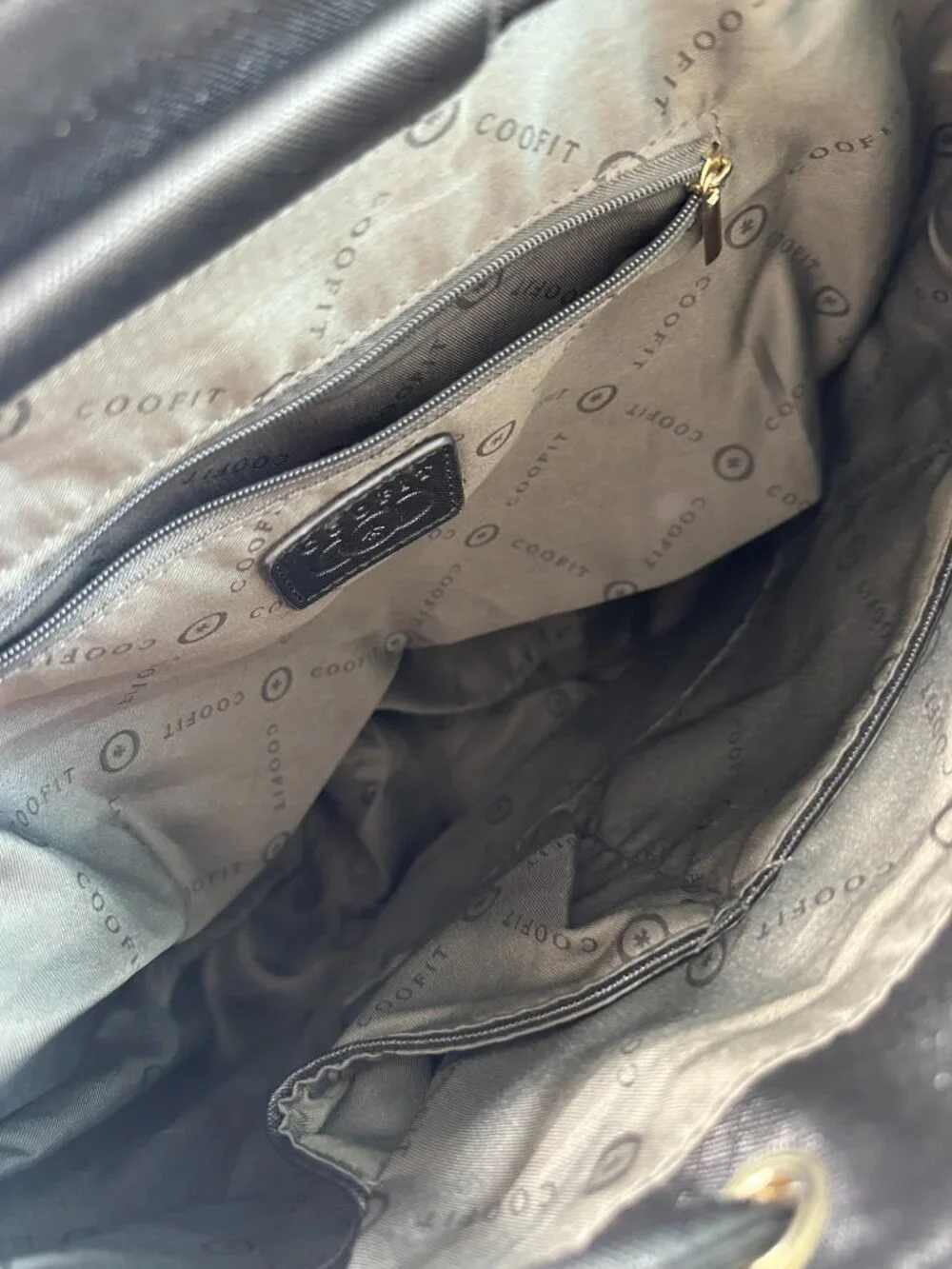 Coofit Black Faux Leather Daypack Backpack